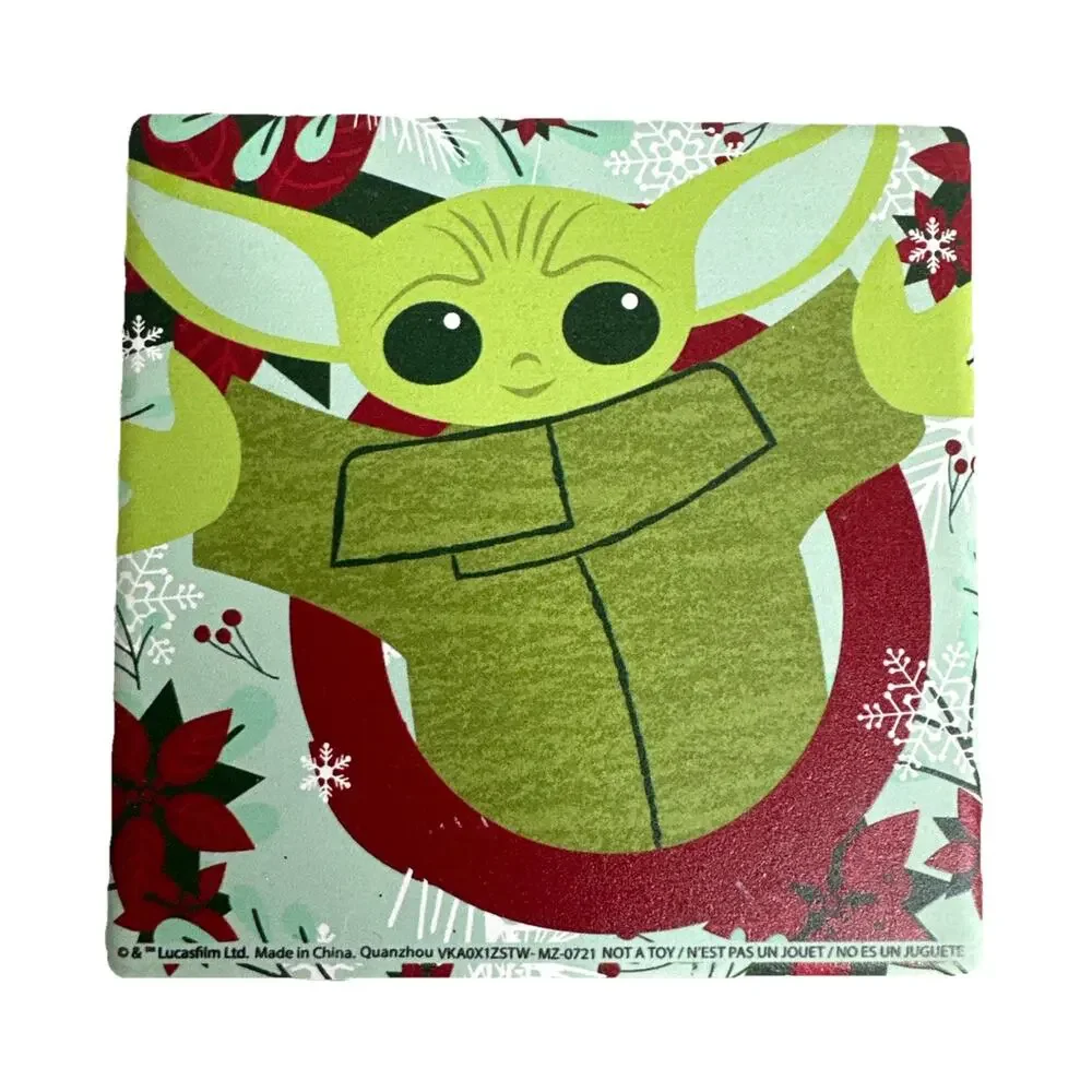 Disney Star Wars Baby Yoda JOY Ceramic Coasters Set Of 4 Christmas Lucas Films